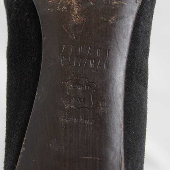 Stuart Weitzman Black Suede Pointed Toe Sculptural Heels Sz 6.5 - Picture 9 of 10